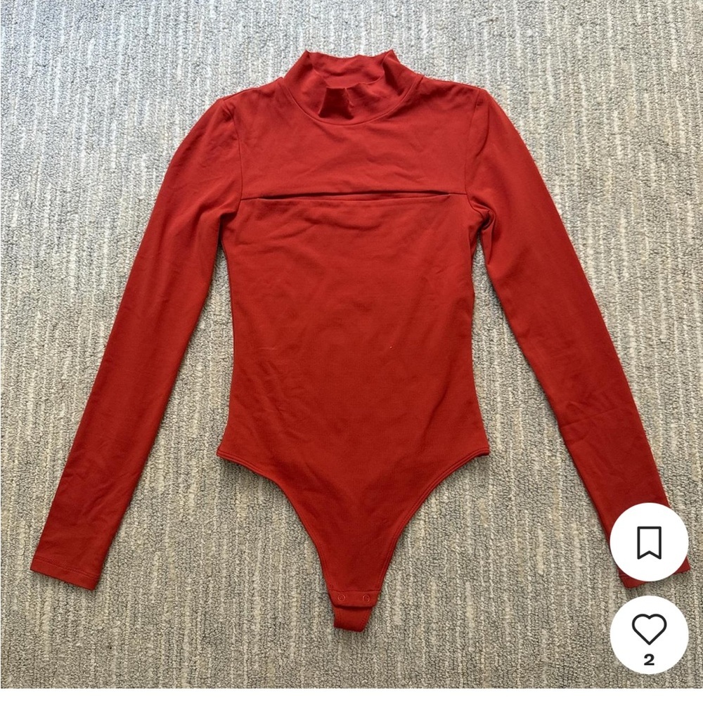 Aritzia Red Long Sleeve Bodysuit